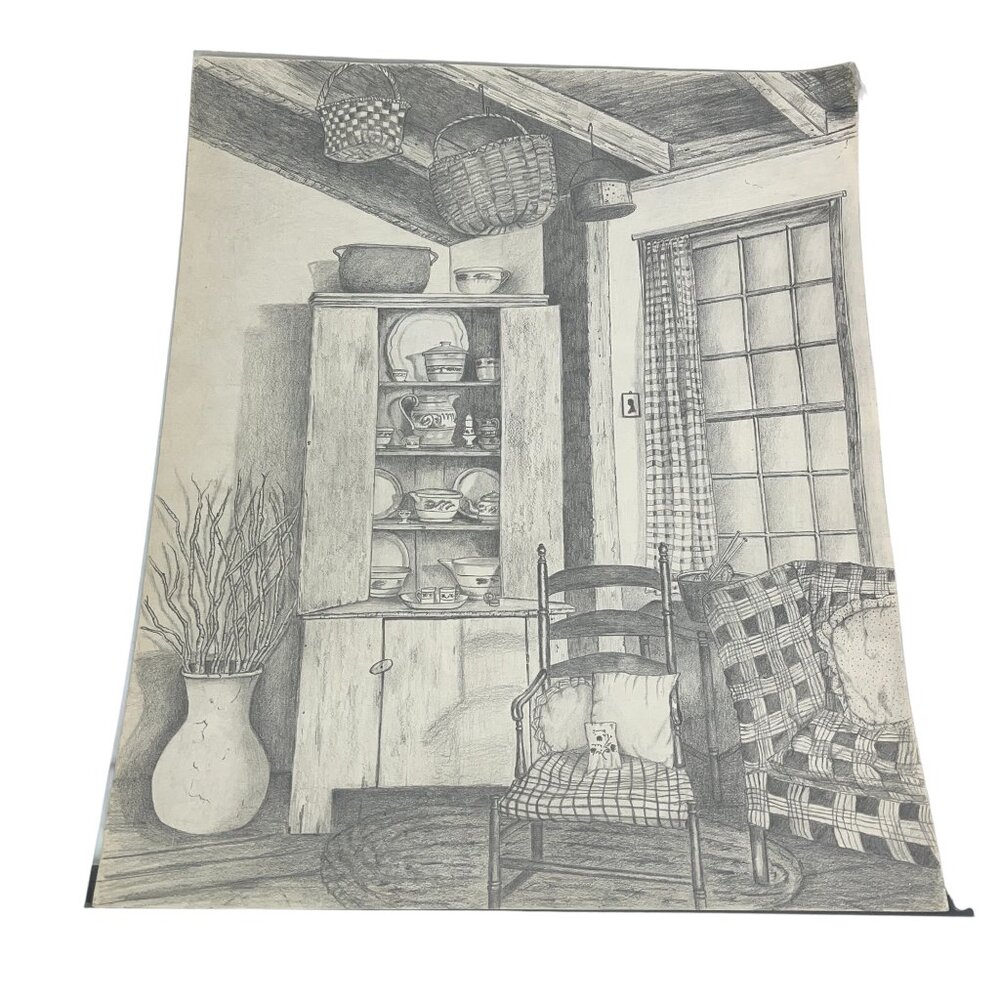 My Favorite Room by Elizabeth Dowdy Primitive Graphite Pencil Still Life Drawing